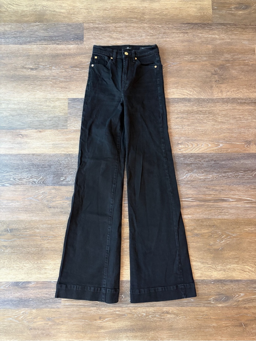 7 For All Mankind Italian fabric black high rise wide leg jeans size 23